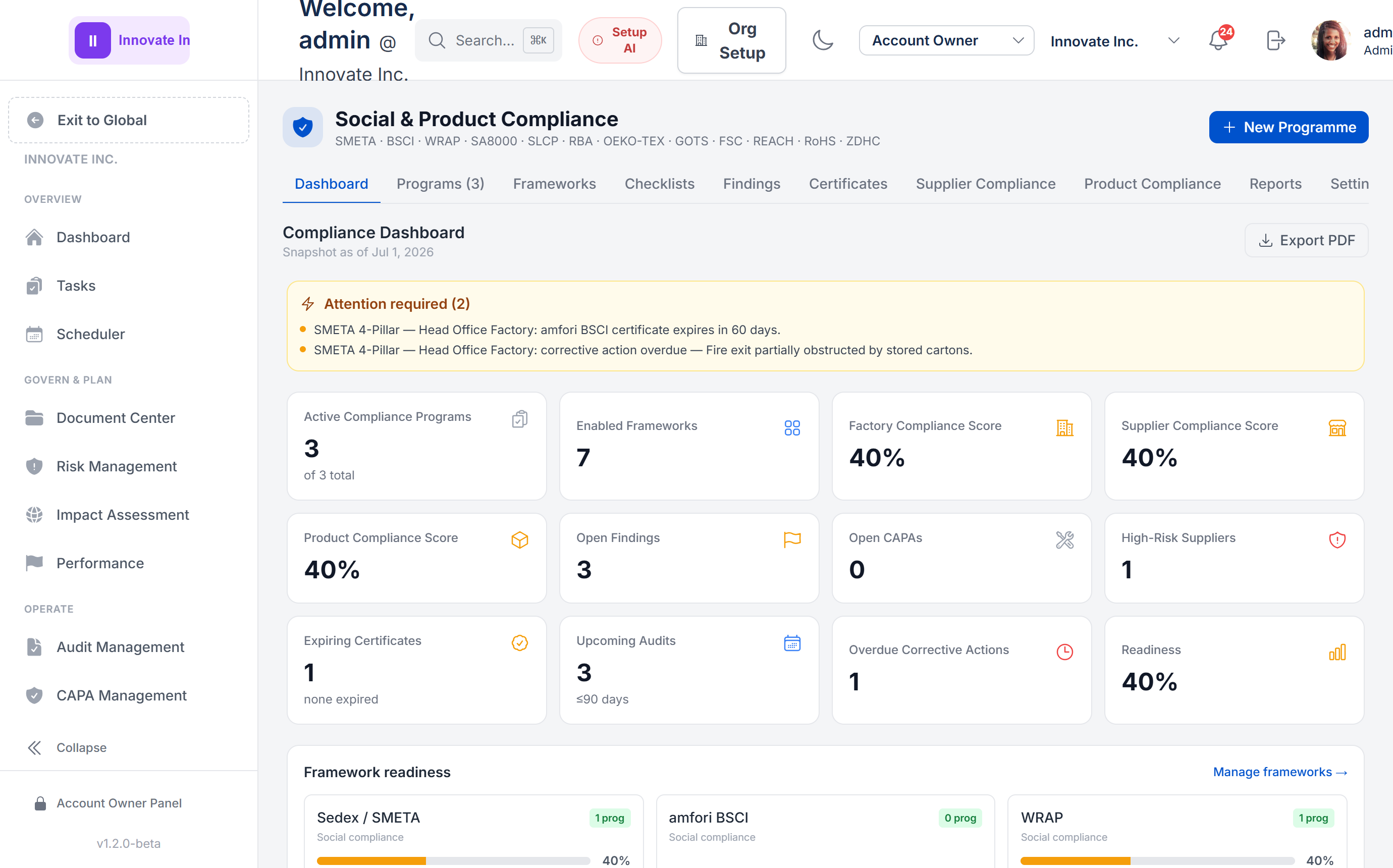 Social and product compliance (SMETA, BSCI, WRAP) in ISOXPERT Compliance360